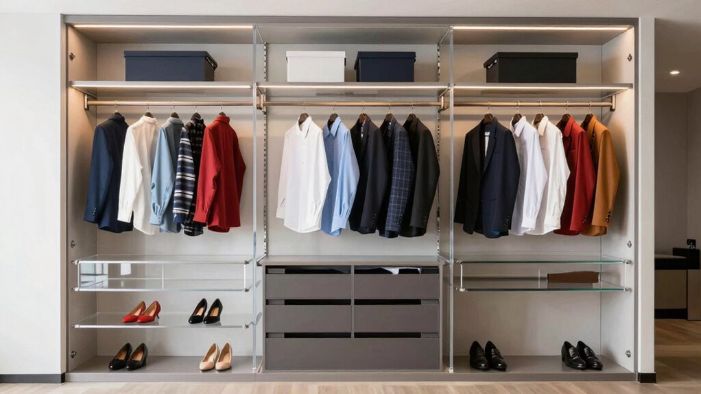 organized space efficient wardrobe system