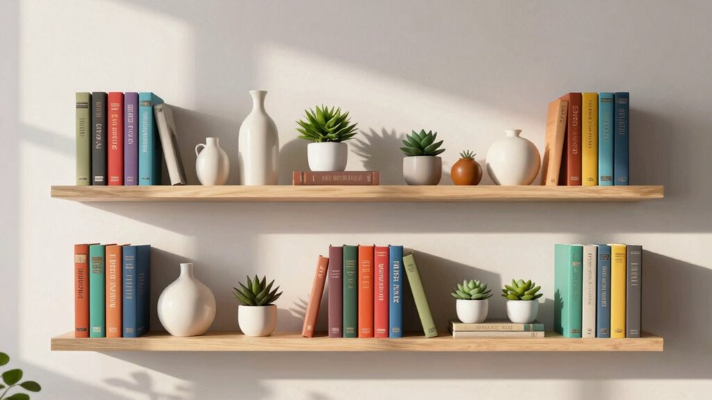 balanced harmonious shelf arrangement