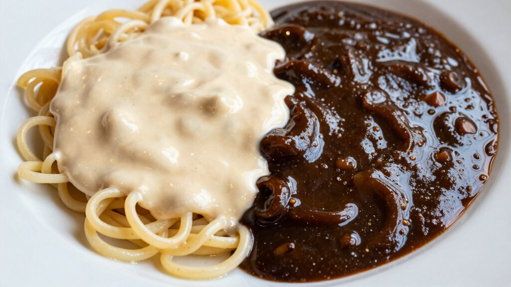 creamy versus greasy sauces