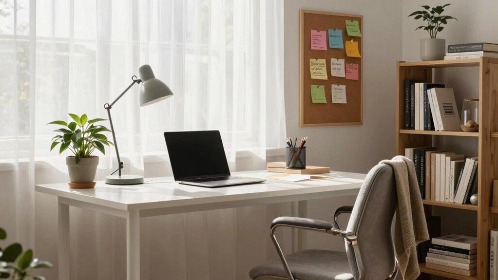 ergonomic well lit organized workspace