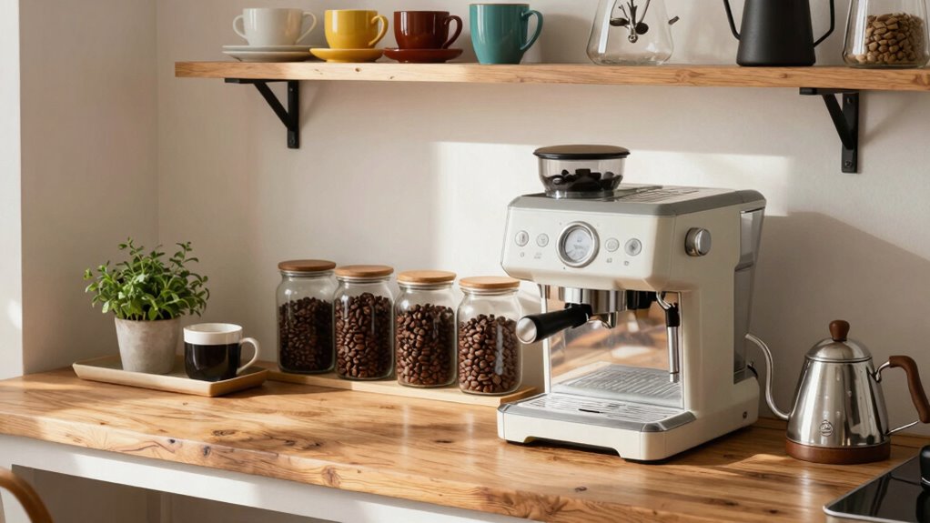 organized stylish coffee station