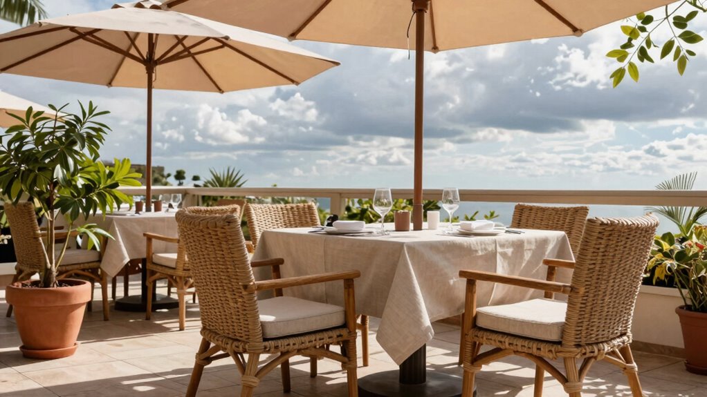 weatherproof outdoor dining setup