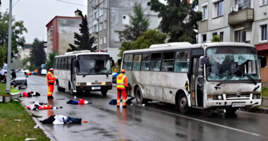 Russian Strike On Two Passenger Buses In Ukraine’s Kramatorsk Kills 33